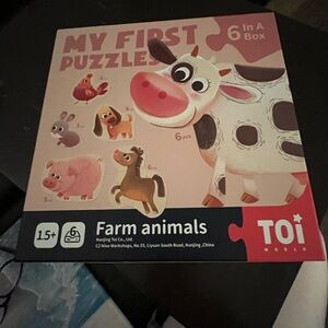 Farm Animals Puzzle for Kids - Pink and White
